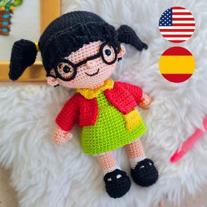 Amigurumi Pattern for La Chilindrina Crochet | PDF Pattern with Photos | English and Spanish | Amigurumi Doll Characters from El Chavo del Ocho
