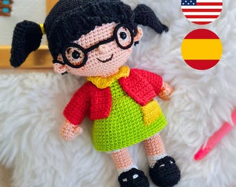 Amigurumi Pattern for La Chilindrina Crochet | PDF Pattern with Photos | English and Spanish | Amigurumi Doll Characters from El Chavo del Ocho