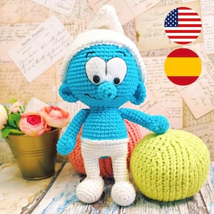 PITUFO AMIGURUMI | Patrón | muñeco tejido a crochet | idioma español | incluye 1 guía escrita con fotografías | amigurumi ganchillo