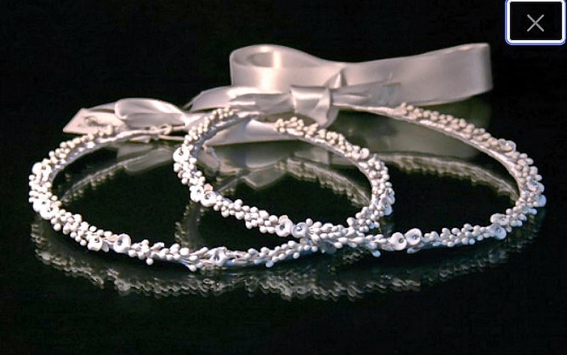 Traditional handmade Stefana with porcelain flowers and high quality rhinestones/Στέφανα με άνθη πορσελάνης και στρας α'ποιότητας