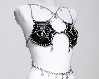 Dark vinyl bra SPIDER