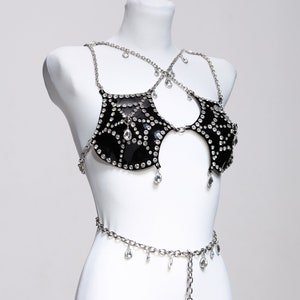 Dark vinyl bra SPIDER