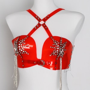 Red vinyl STAR bra