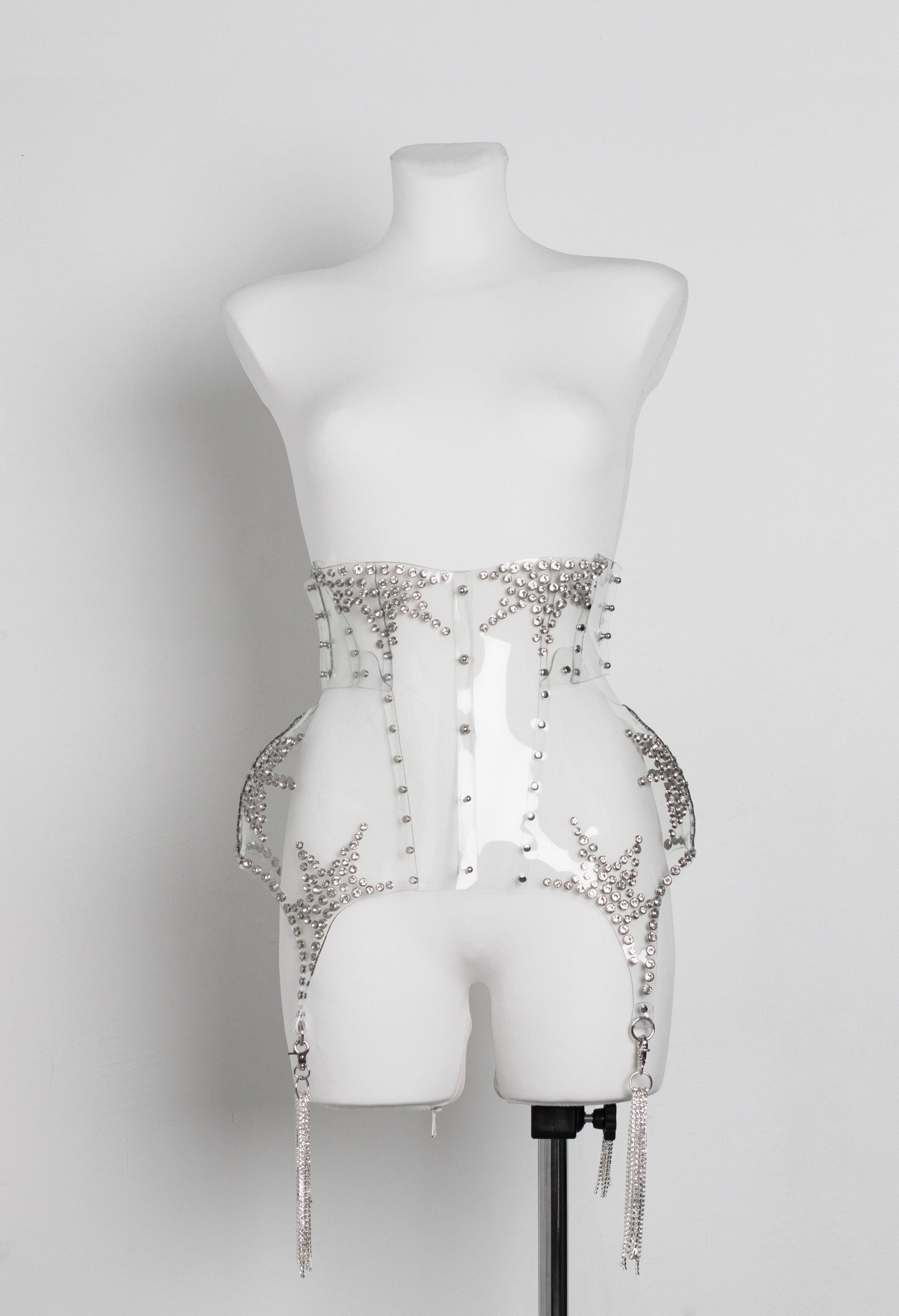 Clear Vinyl CORSET With Garters 