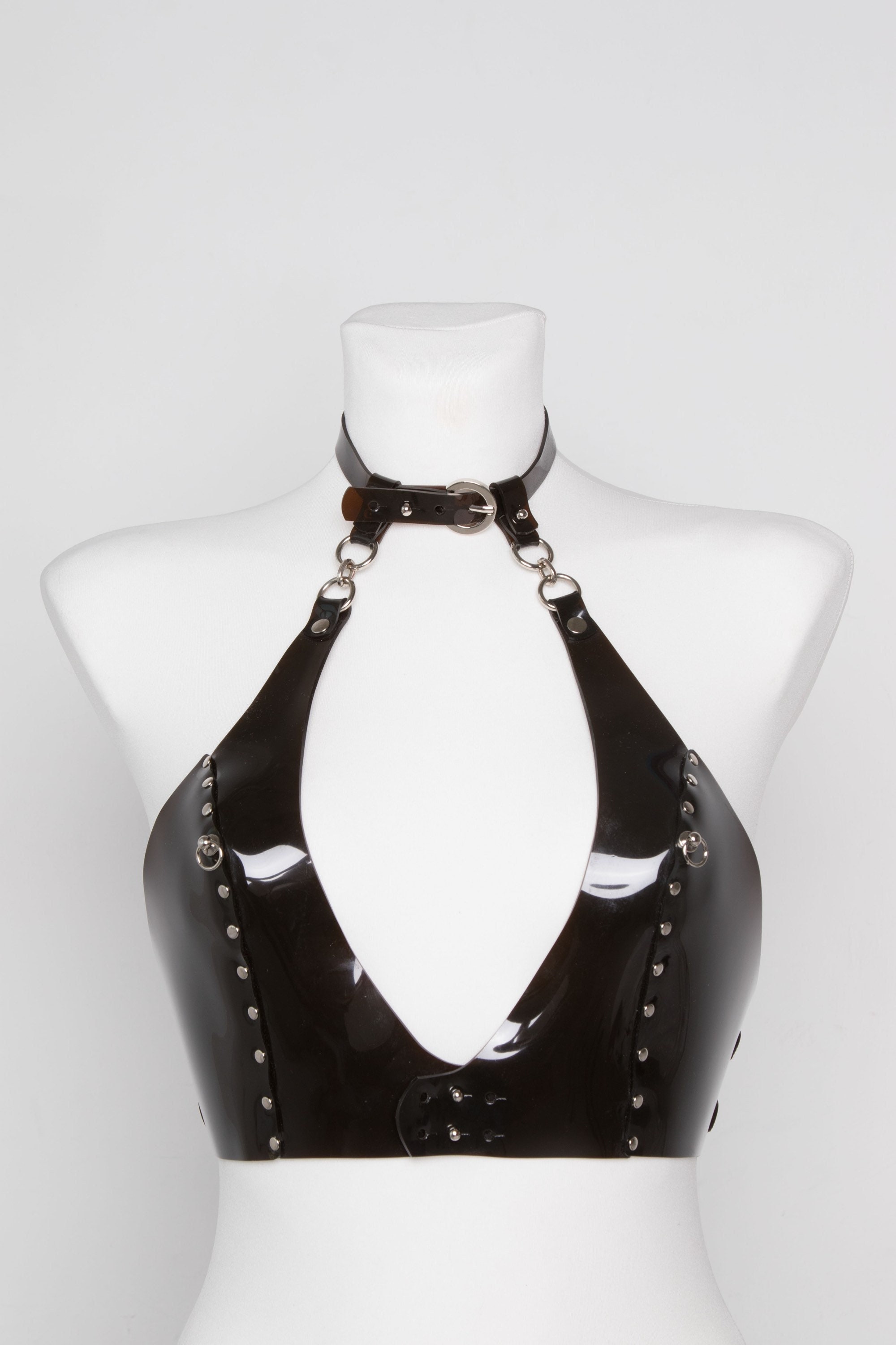 Dark vinyl HALTER bra (ready for shipping)