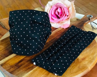 REUSABLE Cotton Face Mask | Australian Made | Nose Bridge | Spotty Black and White pattern |