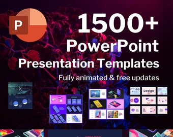 Paquete de más de 1500 plantillas de presentación de PowerPoint con diapositivas PPTX totalmente editables, versiones claras y oscuras, diseño limpio y profesional