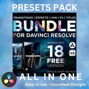 Montage Presets Pack for Davinci Resolve | Video Transitions, Titles, Effects, VHS, LUTs, FX Sounds, Logo Reveal & More Motion Graphics