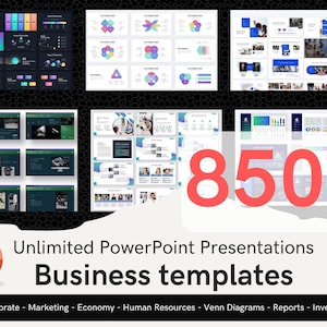 850+ Business PowerPoint Templates Slide Bundle PPTX  / Marketing Presentation, Corporate Slides, Business Plan, Human Resources, Timelines