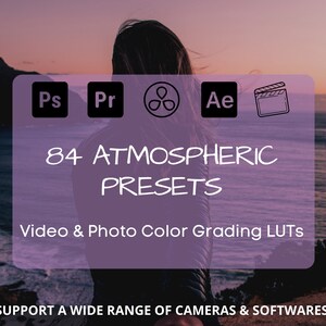 84 Atmosphärische Film Presets / Video LUTs / Videobearbeitung / CUBE, Adobe Premiere Pro, Final Cut, After Effects, Photoshop /LUTs Pack für Vlog