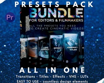 Montage Presets Pack for Premiere Pro | Video Transitions, Titles, Effects, VHS, LUTs, FX Sounds, Logo Reveal, Glitch & More Motion Graphics