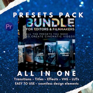 Montage Presets Pack for Premiere Pro | Video Transitions, Titles, Effects, VHS, LUTs, FX Sounds, Logo Reveal, Glitch & More Motion Graphics