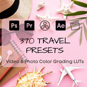 370 Travel LUTs pack Photo & Video Editing / Color Correction, Grading Elements/For After Effects, Premiere Pro, Final Cut Pro, Photoshop