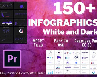 Más de 150 infografías MOGRT fluidas para elementos de movimiento Premiere Pro 8K / Aplicar con un solo clic + Vistas previas rápidas / Gráficos verticales/horizontales/circulares