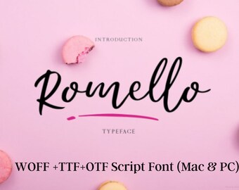 Romello Handwriting Font typeface for poster designs, signatures, logos, quotes, album covers, business cards