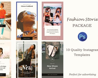10 plantillas de Instagram de moda para historias, plantilla de feed de Instagram, contenido de Instagram, plantilla de Photoshop, plantillas de historias de compromiso