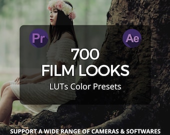 700 Film Looks LUT Color Preset Pack Premiere Pro/After Effects drag-n-drop / Film LUTs / Video Editing / Cinematic / Wedding /