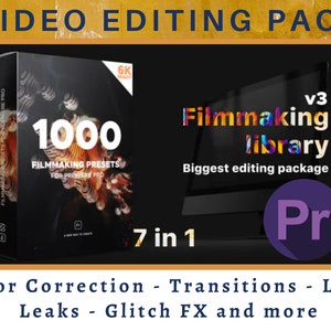 Effects Pack with 1000 Elements for Premiere Pro / Video Transitions, Color Correction, Glitch FX, Filmmaking library,  Editor, Sound FX