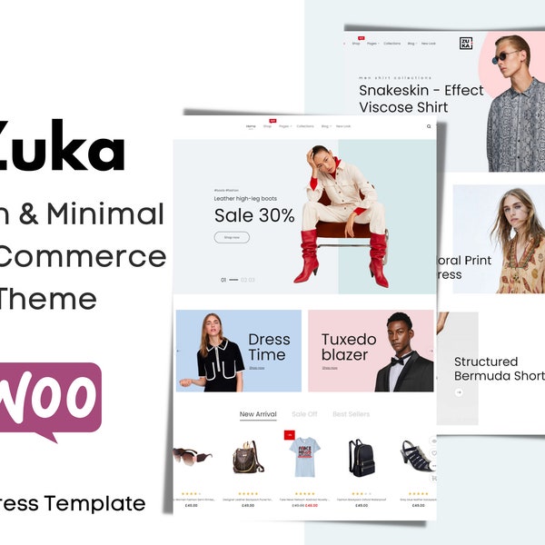 Zuka - Theme for Wordpres - Ecommerce Theme, Responsive Webpage, Wordpress Template, Website Design Premade Templates  - Minimalist