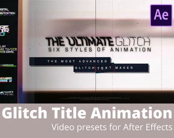 Paquete de 70 ajustes preestablecidos de animación de títulos con fallas / Creador de texto con fallas para After Effects / AEP - 6 estilos, ajustes preestablecidos de fallas de video / transiciones de video