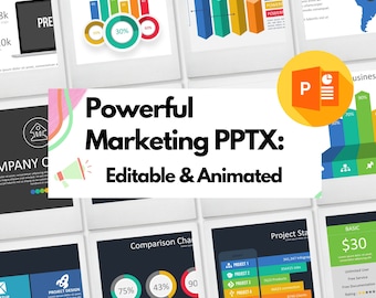 Presentación de marketing: plantillas premium de PowerPoint, presentación de diapositivas PPTX, totalmente editable, estrategia, animación limpia y profesional, discurso