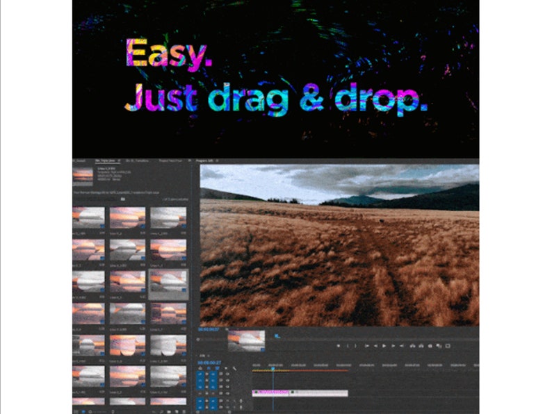 Montage Presets Pack for Premiere Pro | Video Transitions, Titles, Effects, VHS, LUTs, FX Sounds, Logo Reveal, Glitch & More Motion Graphics