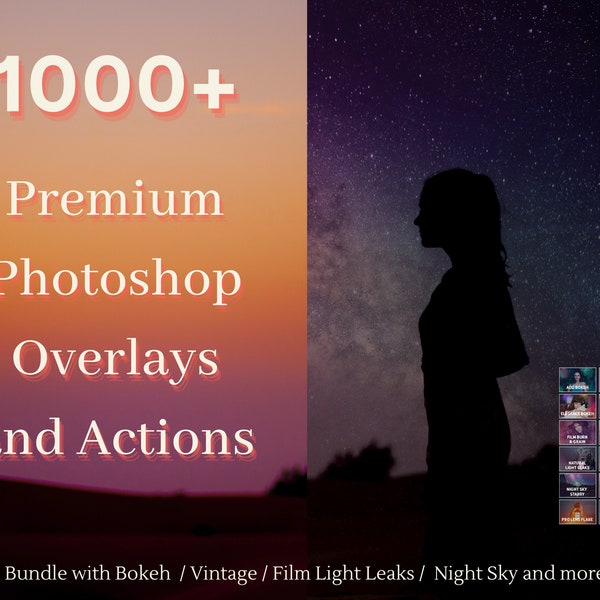 1000+ Premium HD Overlays and Actions for Photoshop Bundle / Add Bokeh , Rain Effect , Realistic Smoke , Digital BackgroundPro Photography