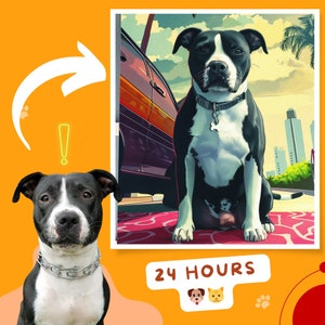Digital Pet Portrait - Customized Dog & Cat Artwork, Print at Home, Gift for Pet Parents, Wall Art Decor, Dog Lover Gift, Painting, Photo