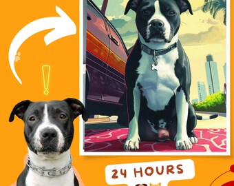 Retrato digital de mascotas: obras de arte personalizadas para perros y gatos, impresión en casa, regalo para padres de mascotas, decoración de arte de pared, regalo para amantes de los perros, pintura, fotografía