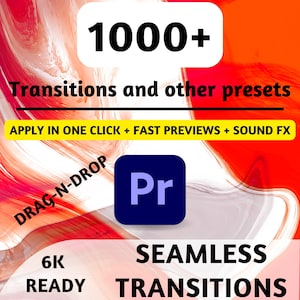 1000+ Seamless Video Transitions For Premiere Pro Drag-n-drop 4K 6K Elements, Apply in one click + Fast previews + Sound FX / Zoom, Spin