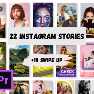 22 Instagram Stories + 10 Swipe Up Animations for Adobe Premiere Pro / Business Booster Templates for Social Media Video Transitions