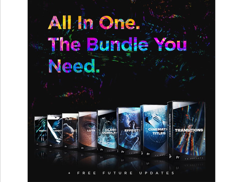 Montage Presets Pack for Premiere Pro | Video Transitions, Titles, Effects, VHS, LUTs, FX Sounds, Logo Reveal, Glitch & More Motion Graphics