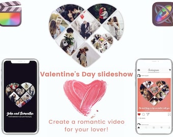 Presentación de diapositivas del Día de San Valentín para Final Cut Pro / Apple Motion / Vídeo romántico / Mostrar recuerdos / Totalmente editable / Regalo personalizado / Animación
