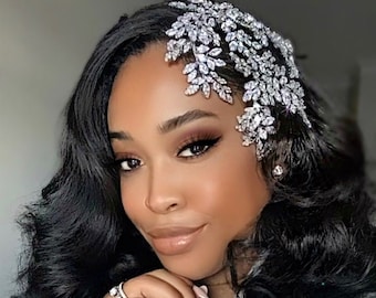 Swarovski Crystal Wedding Hair Piece: Silver Floral Bridal Headpiece