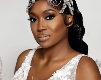 Floral Crystal Wedding Headband: Bridal Hair Piece, Josephine