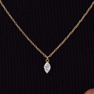 0.30 to 2.0 CT Marquise Cut Lab Grown Diamond Pendant,Single Diamond Necklace, Solitaire Diamond Necklace, Diamond Pendant, gift for her