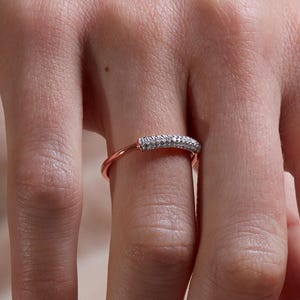 0.20 CT Lab Grown Diamond Pavé Dome Ring | Minimalist 14K Gold & Sterling Silver Stacking Ring | Elegant Band Gift for Women Jewelry