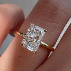 1 to 2 CT Radiant Cut Lab Grown IGI Certified Solitaire Diamond Engagement Ring,14k Solid Gold Radiant Diamond ring,Wedding&Anniversary Ring