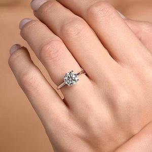 1.50 CT Round Lab Grown Engagement Ring, VVS Lab Created Diamond - Solitaire Diamond Wedding Anniversary Ring for Her