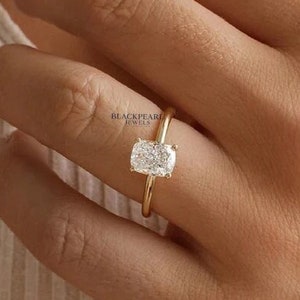 Cushion cut diamond Engagement Ring Unique Vintage 1.5 Carat Lab Grown Diamond Engagement Ring 14K Solid Gold IGI Certified Diamond Ring