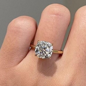 Lab Grown Diamond Ring 1 To 2 Ct Cushion Cut Lab Diamond Engagement Ring IGI Certified Cushion Hidden Halo Lab Diamond Wedding Ring Gift
