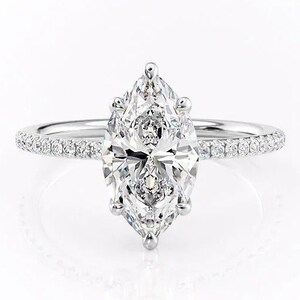 2.75 Ct Marquise Lab Grown Diamond Ring, Pave Engagement VS F Lab Grown Wedding Ring, Anniversary Ring, Proposal Gift, Gift for her