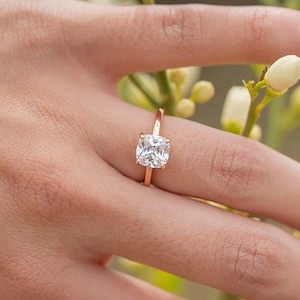 1.50 CT Cushion Cut Engagement Ring, VS Lab-Created Solitaire Diamond, Perfect Wedding or Anniversary Gift with Timeless Elegance