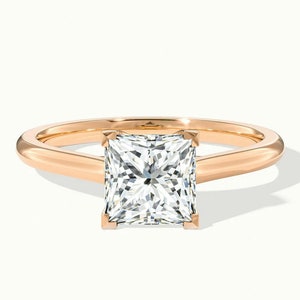 1.00 Ct Princess Cut Lab Grown Diamond Solitaire Ring | Elegant Lab Created Wedding Ring | Timeless Statement Jewelry | Diamond Gold Ring