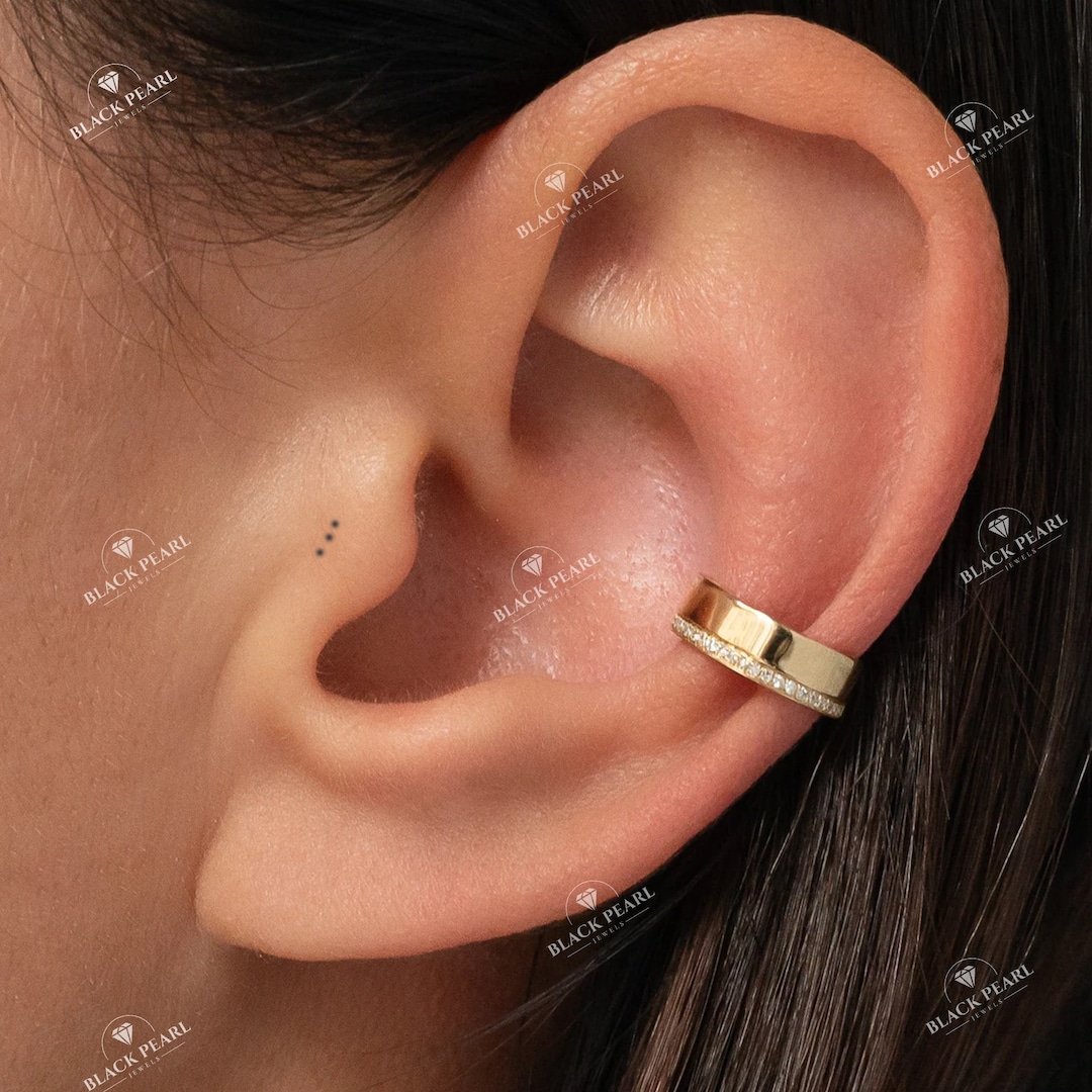 Moissanite Rhodium-Plated Cuff Earrings main image 0