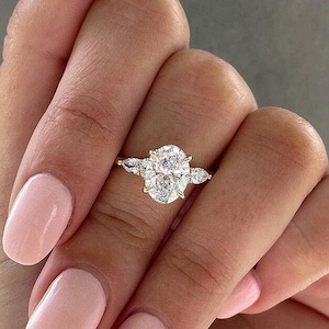 2 Ct Oval Cut Lab gewachsen Diamant Verlobungsring Triologie Oval Cut Diamantring drei Stein Jubiläumsring Einzigartiges Versprechen Ring Geschenk für Sie