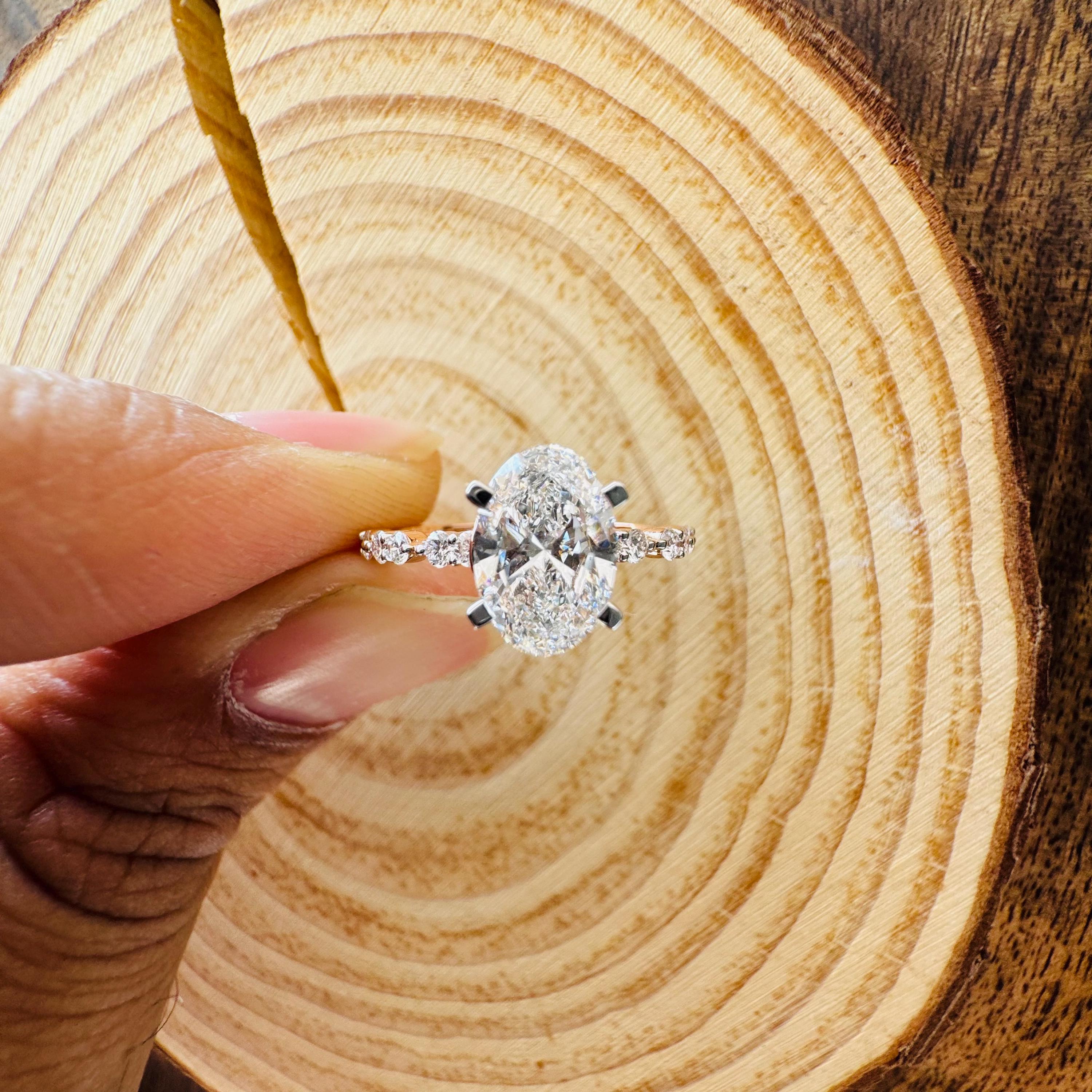 1.50 Ct Oval Cut Lab Grown Diamond Engagement Ring,igi
