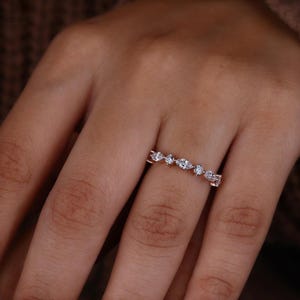 0.37 Ct Marquise & Round Cut Lab Grown Diamond Wedding Band, Engagement Ring, Half Eternity Anniversary Band, Stackable Band, gift for her