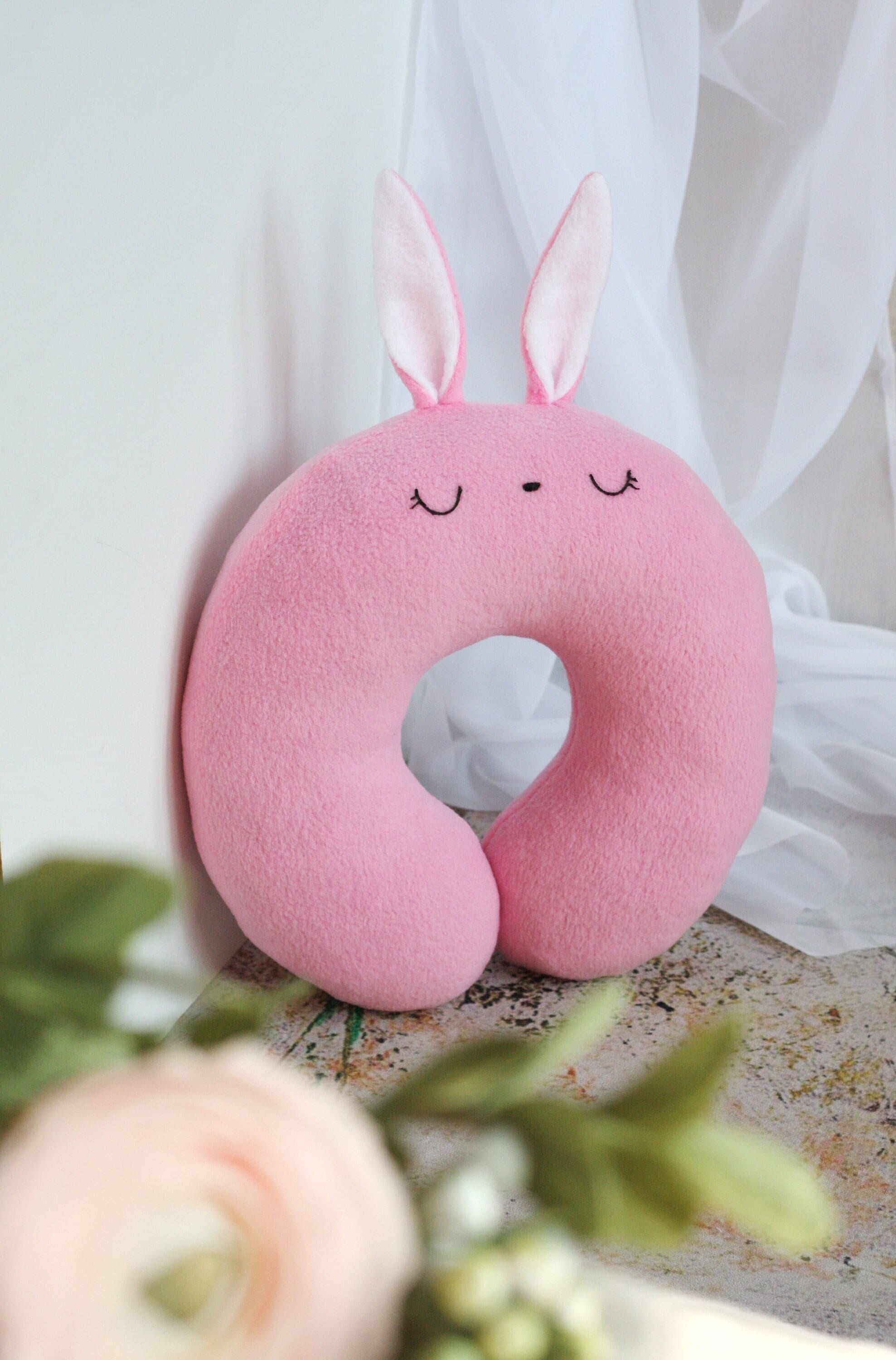 Pink Bunny - Travel Pillow - Etsy