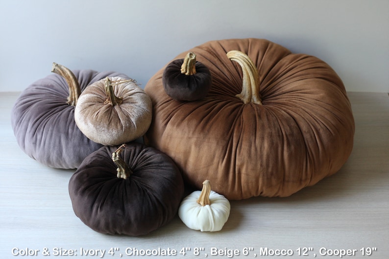 Velvet Pumpkins with Real Stems - Create your own set image 4